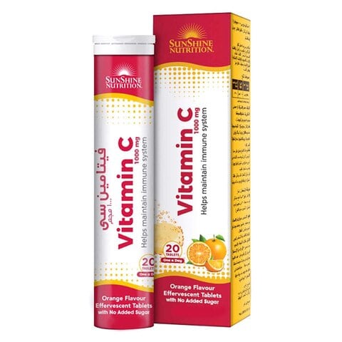 Sunshine Nutrition Vitamin C 1000mg Orange Flavoured Effervescent Tablets 20 count