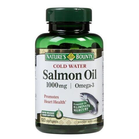 Nature&#39;s Bounty Salmon Oil 1000mg Dietary Supplement 120 Softgels