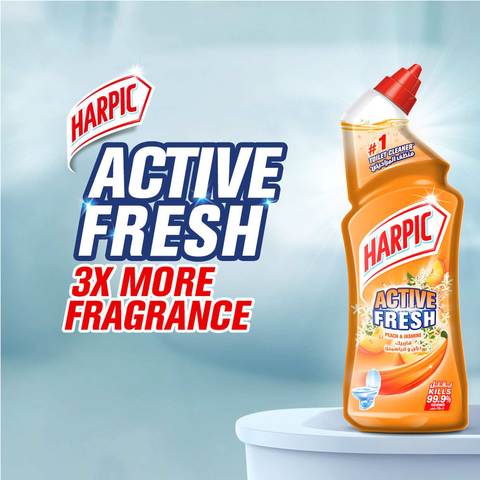 Harpic Active Fresh Peach And Jasmine Liquid Toilet Cleaner 750ml