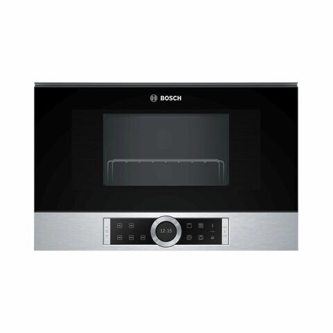 Bosch Serie 8, 21L Built-In Microwave, Black Door And Silver Panel - BEL634GS1M, 1 Year Warranty