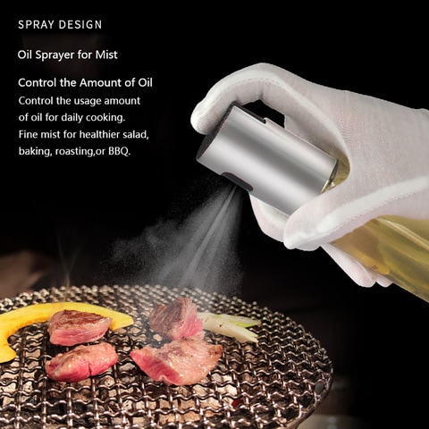 Generic-Olive Oil Sprayer Oil Vinegar Dispenser Refillable Transparent Glass Bottle BBQ Roasting Grilling Kitchen Tools