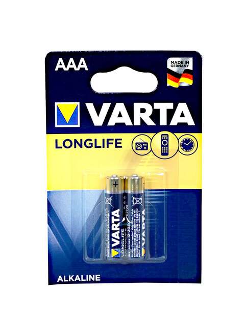 بطارية Varta LongLife AAA القلوية (1.5 فولت ، قطعتان) [حزمة من 4]
