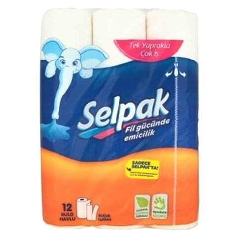 Selpak Super Absorbent Kitchen Paper Towel 3Ply 12 Rolls