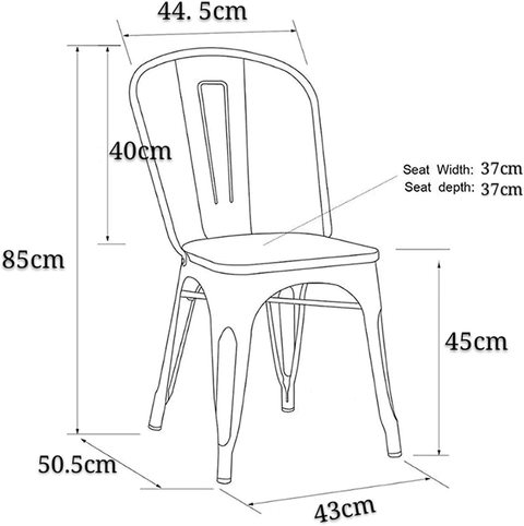 LANNY Tolix Style Dining Chairs D1 WHITE Industrial Metal Stackable Cafe Side Chair Solid Wood Seat Set of 4