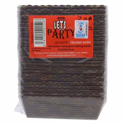 Lets Party Quality Mini Rectangular Baking Mould Brown 25 count
