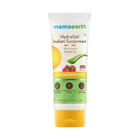 Mamaearth Hydragel Indian Sunscreen Spf 50 With Aloe Vera & Raspberry 