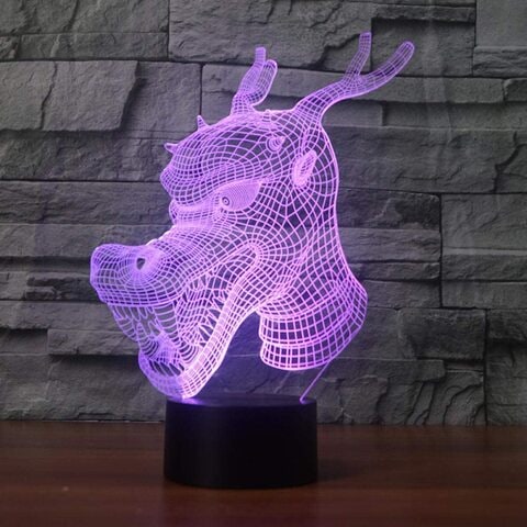3D Illusion Lamp Chinese Dragon a Night Light USB 7 Colors LED Decor Kids Gift