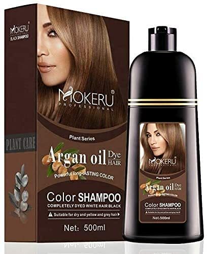 Buy Mokeru 1pc 500ml Long Lasting Argan oil Extract Natural Organic Deep  Brown Hair Color Shampoo Dry Hair Dye Shampoo for Women Online - Shop Toys  & Outdoor on Carrefour UAE