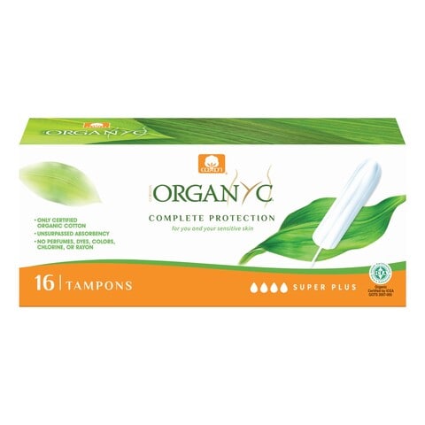 Organyc Complete Protection Tampons With Applicator Super Plus White 16 Tampons