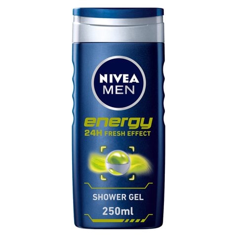 Buy NIVEA MEN 3in1 Shower Gel Body Wash Energy 24h Fresh Masculine Scent 250ml in UAE