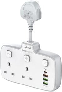 LDNIO SC2413 Universal Power Strip USB Outlet Extension Cord Adapter Wall Charger Surge Protector Socket With 4 USB Port - White
