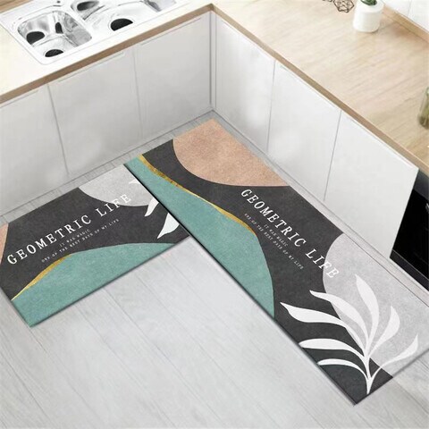 2 PCS Set Large Kitchen Mats With Thick Non Slip Bottom For Kitchen Floor With Beautiful Design (50&times;80CM And 50&times;160CM)