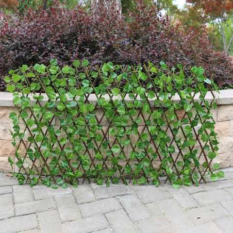 Generic-Simulation Fence Fence Telescopic Fence Fake Flowers Green Leaves Outdoor Garden Fence Wall Guardrail Decorative Leaves Blocking Plants Small fence-small green dill leaf