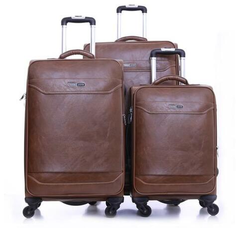 Para John Buffalos Pcs Trolley Luggage Set, Dark Brown (20, 24