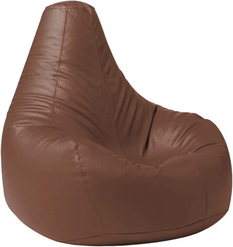 Luxe Decora Faux Leather Tear Drop Recliner Bean Bag Cover Only No Filling (XL, Brown)
