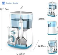 Doreen Water Flosser For Teeth Portable Oral Washer Home Professional Dental Care Pulsed Water Flow 10 Water Pressure Adjustment 360&deg; All-Round Cleaning (V300 Blue)（GC331A）