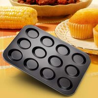 Generic 12 Cavity Cupcake Bakeware Pan Non-Stick Carbon Steel Muffin Cakes Bread Jelly Baking Tray