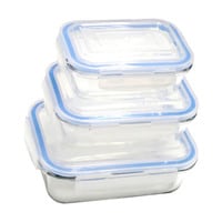Homebox Glass Storage Container Set Clear 3 PCS