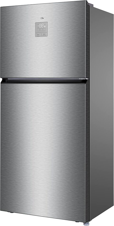 TCL 700 Liters Double Door Top Mount Refrigerator, Total No Frost Fridge &amp; Freezer With LED And Touch Control, Interior LED Light &amp; Large Crisper With Humidity Control, Inox, P700TMN
