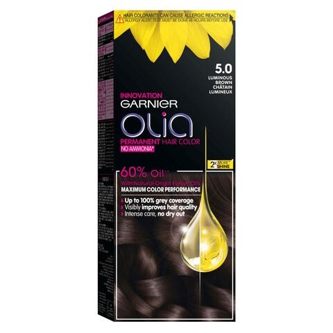 Garnier Olia Ammonia-Free Permanent Hair Colour 5.0 Luminous Brown