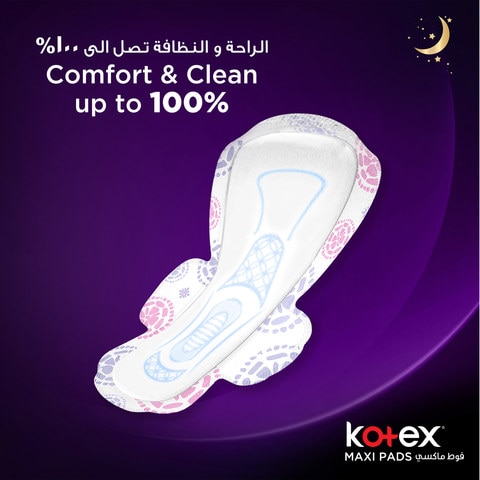 Kotex Nighttime Maxi Sanitary Pads With Wings White 16 Pads