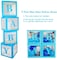 Baby Shower Boxes Party Decorations &ndash; 4Pcs Transparent Balloons Decor Baby Box Baby Blocks Decorations for Boy Girl Baby Shower 1st Birthday Party Gender Reveal Backdrop (Blue)