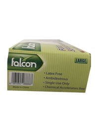 falcon 100-Piece Powder Free Vinyl Falcon Food Service Gloves Clear L