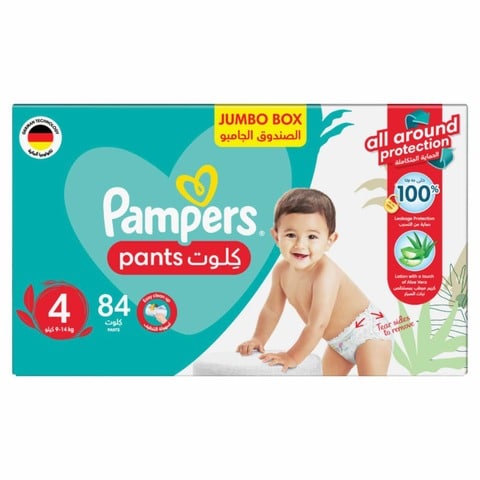Buy Pampers Aloe Vera Taped Diapers,  Size 4, 9-14kg, Jumbo Box, 84 Diapers  in Saudi Arabia