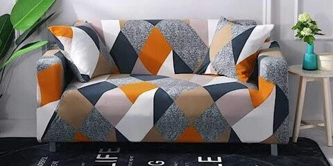Busdeals Deals For Less - 3 Seater Sofa Cover, Stretchable Couch Slipcover, Arm Chair Cover, Furniture Protector From Pets, Dogs, Cats, Kids Mess For Living Room, Bedroom, Geometric Design