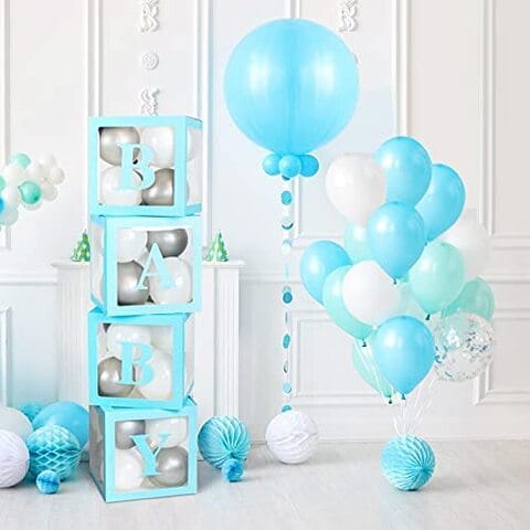 Buy Baby Shower Boxes Party Decorations – 4Pcs Transparent Balloons  Decor Baby Box Baby Blocks Decorations for Boy Girl Baby Shower 1st Birthday  Party Gender Reveal Backdrop (Blue) Online - Shop Home