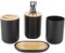 4 Piece Plastic Bamboo Bathroom Accessories Set Black