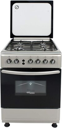 Super General Freestanding Gas Cooker 4-Burner Full-Safety, Stainless-Steel Cooker With Rotisserie, Silver, 60 x 60 x 85 cm, SGC-6470-MSFS, 1-Year Warranty (Installation Not Included)