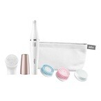 Buy Braun FaceSpa 3-In-1 Facial Epilation Cleansing And Skin Vitalizing System With Normal Brush Skin Vitalizing Pad And Beauty Pouch 851 White in UAE