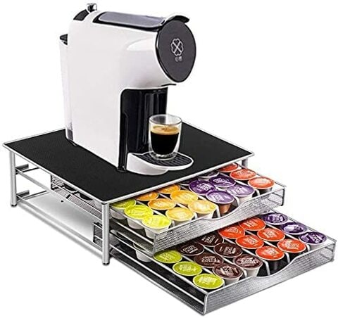 Lushh Double Layer Drawer Coffee Capsule Holder, Coffee Pods Storage Stand for 72 Dolce Gusto K CUP Capsules