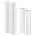 اشتري 100 SET -Disposable Plastic Clear Sauce Cups With Clear Lid - 30ml في الامارات