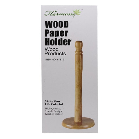 Harmony Wood Paper Towel Holder Brown 12cm
