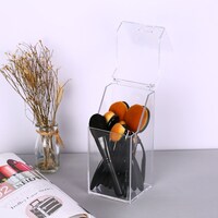 General -  Clear Acrylic Dustproof Makeup Brush Organizer Cosmetic Brushes Eyebrow Pencil Storage Holder with Lid