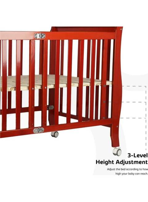 Moon Wooden Foldable Baby Crib, 129X69X96 cm