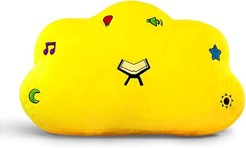 Equantu Plush Quran Pillows for Kids - Plushed Stuffed Quran Pillow for Kids with Light & Sound , Twinkle Star Glowing Quran Pillow with Speaker , Star/Cloud Stuffed Toys Gift for Kids (Cloud, Yellow)