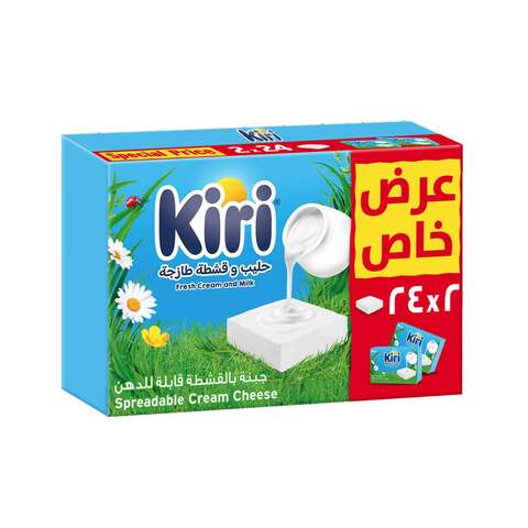 Kiri Spreadable Cream Cheese Squares 24 Portions X 2 Packs 48 Portions 864g