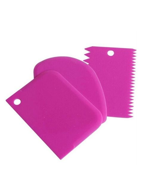 Generic 3-Piece Pastry Butter Scraper Cutter Decorating Tool Pink 12 X 8.5cm