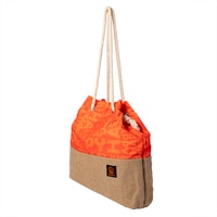 Biggdesign Moods Up Beach Shoulder Bag for Women, Large and Lightweight Summer Bag with Rope Handle and Inner Pocket, Made of Polyester and Jute, Orange
