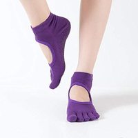 Lushh Closed Toe Yoga Socks for Yoga Mat Non Slip Exercise, for Women and Men, Pilates Non Skid Sticky Grip Socks - Fitness, Dance, Barre, Ballet,Aerial-One size fits all, Purple