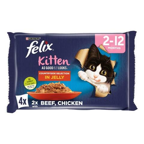 فيليكس آزغود آز إتلوكس كونتري سايد سيليكشن طعام قطط صغيرة في جيلي 85 غرام حزمة من 4
