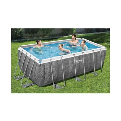 Bestway Power Steel Rectangular Swimming Pool Grey 412x201x122cm