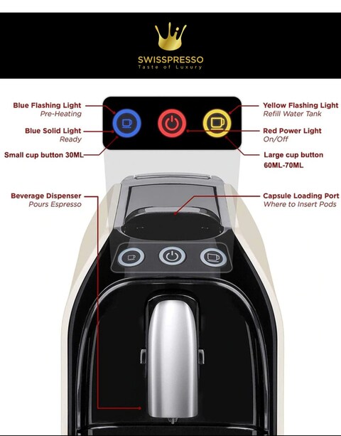 Swiss Presso - Espresso Coffee Machine F&ouml;hn Nespresso Compatible Black