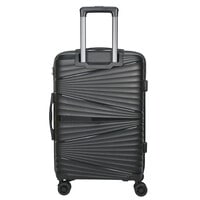 Hard Case Medium Checked Luggage Trolley For Unisex Polypropylene Lightweight 4 Double Wheeled Suitcase With Built In TSA Type Lock Travel Bag KH1005 Black