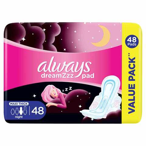 Buy Always Maxi Thick Night Sanitary Pads With Wings White 24 Pads