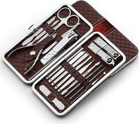 Manicure Set 18 Pcs, Nail Clippers Kit, Pedicure Care Tools-Stainless Steel Grooming Tools Leather Case for Travel &amp; Home (Assorted colors)