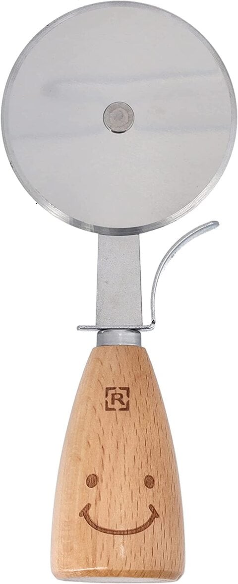 Royalford Pizza Cutter - Pizza Slicer Wheel - Wooden Handle With Stainless Steel Blade, Multipurpose Pizza Wheel Cutter
